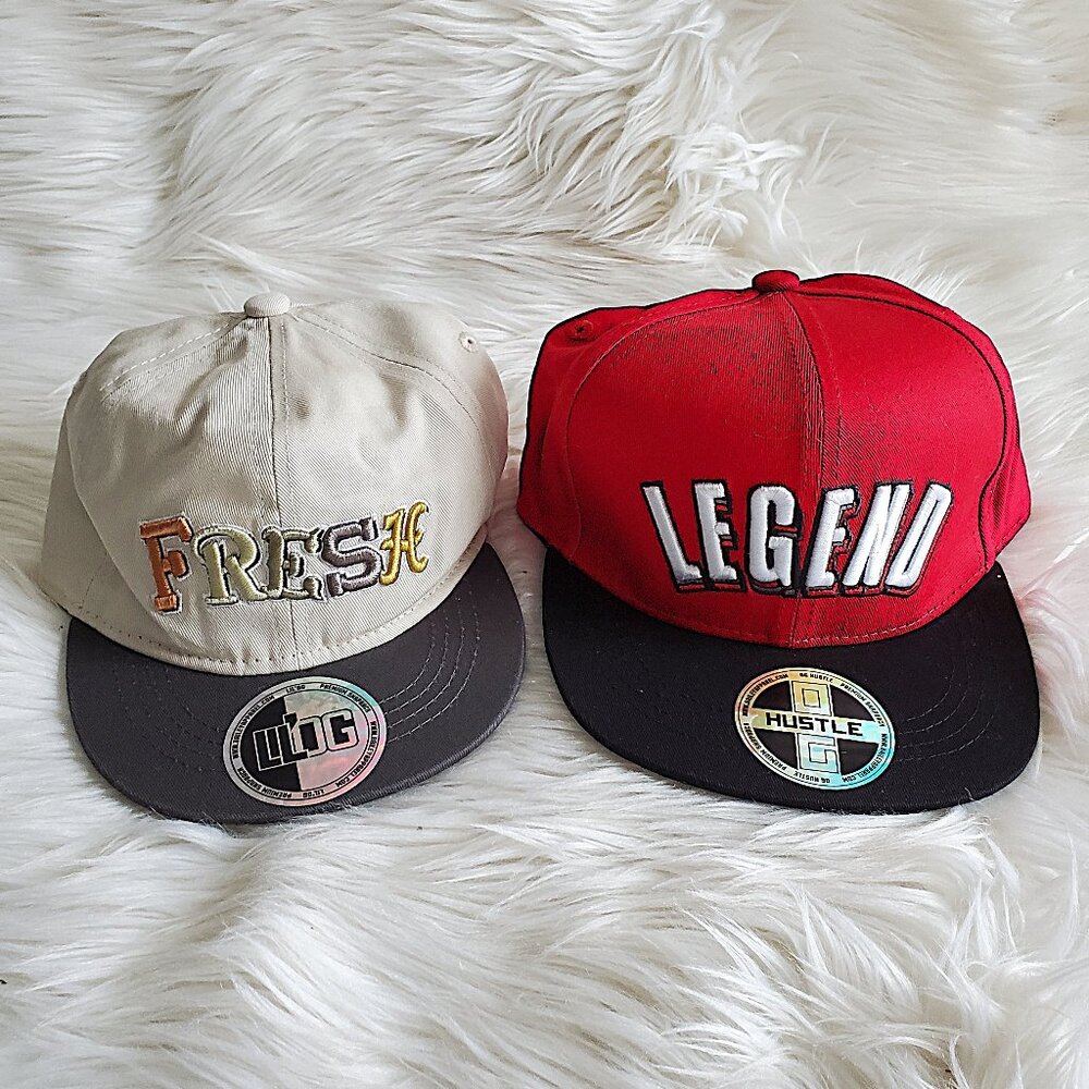 Hustle Red/Black & LIL'OG Cream Snapback Hat Cap SZ (One Size)
